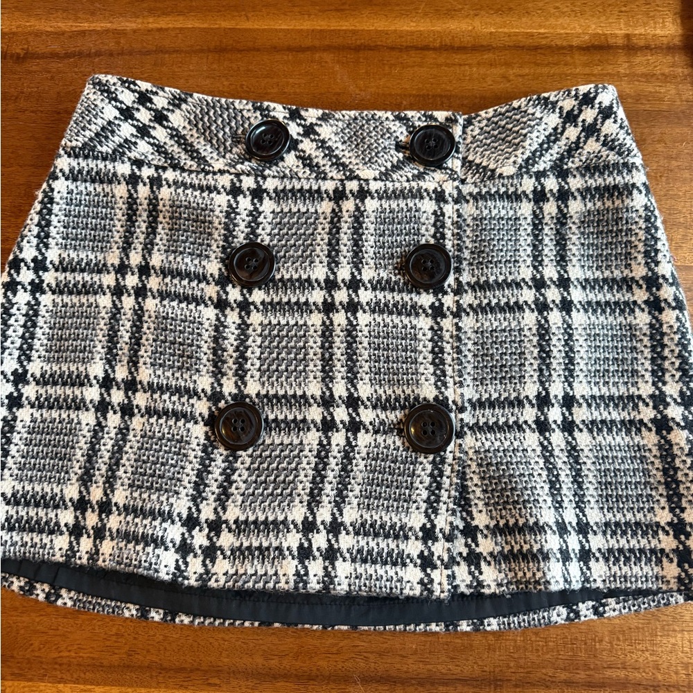 Express Design Studios Mini Skirt ~ Plaid Chunky Knit with Buttons size 8